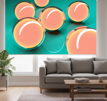 Roller blind for living room 3d floating bowls view - TenStickers