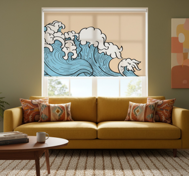 Roller blind for living room 70's aesthetic pop wave - TenStickers