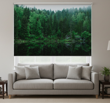 Roller blind for living room a forest by the lake - TenStickers