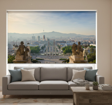 Roller blind for living room barcelona montjuic fountain - TenStickers