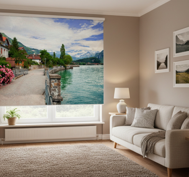 Roller blind for living room bern's lakeside beauty - TenStickers