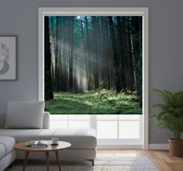 Roller blind for living room blue fog forest - TenStickers