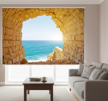 Roller blind for living room cave ocean view photo - TenStickers