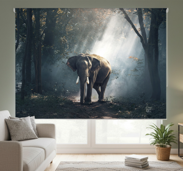 Roller blind for living room elephant in the forest - TenStickers