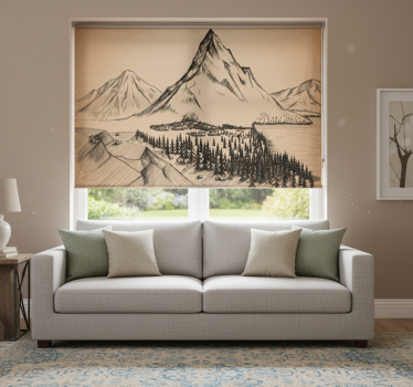 Roller blind for living room forest etching - TenStickers