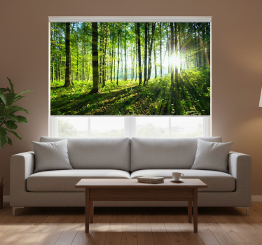 Roller blind for living room forest landscape mural - TenStickers