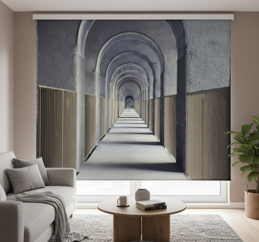 Roller blind for living room grey 3d art design - TenStickers