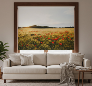Roller blind for living room moonlit meadow sunset - TenStickers