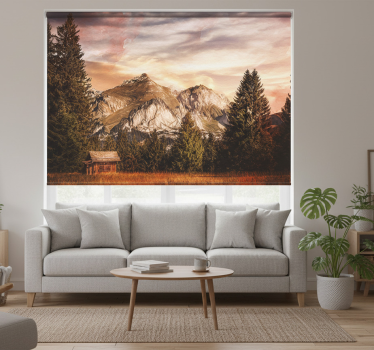Roller blind for living room mountain cabin retreat - TenStickers