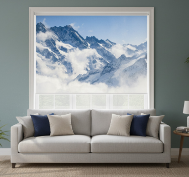 Roller blind for living room mountain view blue sky - TenStickers