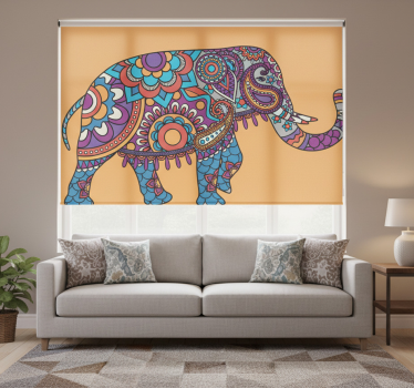 Roller blind for living room multicolor walking elephants - TenStickers
