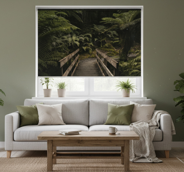 Roller blind for living room nature bridge in forest - TenStickers
