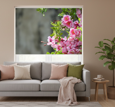 Roller blind for living room pink flowers 3d - TenStickers