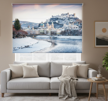 Roller blind for living room salzburg winter - TenStickers