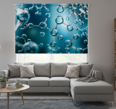 Roller blind for living room with 3d molecule atom effect - TenStickers