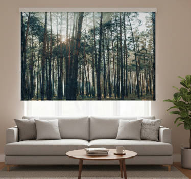 Roller blind for living room with pine forest design - TenStickers