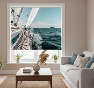 Sea yacht 3d effect roller blind for living room - TenStickers