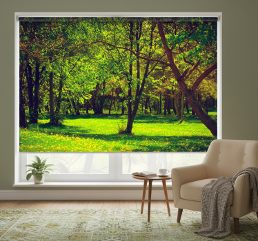 Serene forest view roller blind for living room - TenStickers