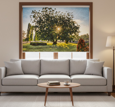 Sunny summer green park roller blind for living room - TenStickers
