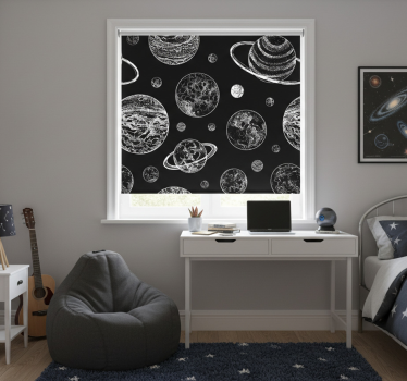 Teenage roller blind black and white space - TenStickers