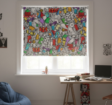 Teenage roller blind colourful active spray cans - TenStickers