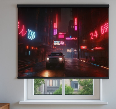 Teenage roller blind dystopian night cityscape - TenStickers