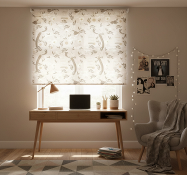 Teenage roller blind eclectic decor vintage leaves - TenStickers