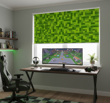 Teenage roller blind in green squared gaming design - TenStickers