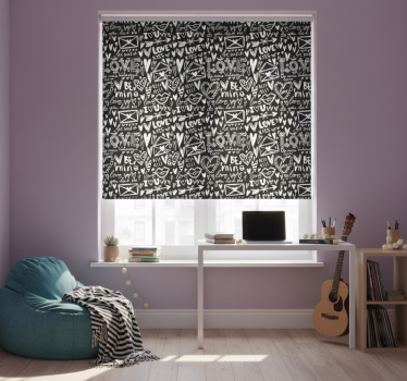 Teenage roller blind love heart graffiti design - TenStickers