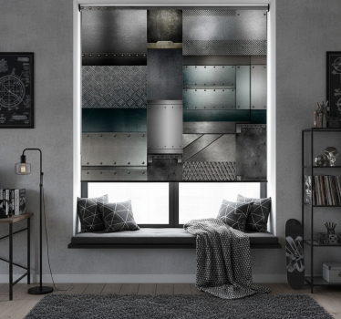 Teenage roller blind metal black blocks design - TenStickers