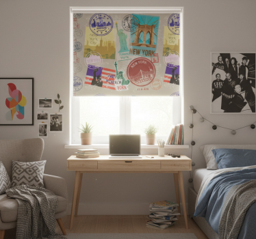 Teenage roller blind old nyc collage design - TenStickers