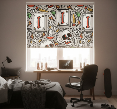 Teenage roller blind skull graffiti design - TenStickers