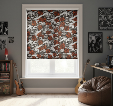 Teenage roller blind skulls and roses design - TenStickers