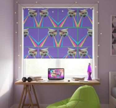 Teenage roller blind vaporwave laser cat design - TenStickers