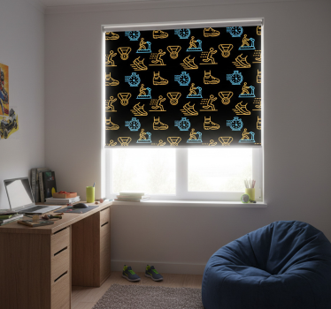 Teenage roller blind with neon vector icons on black - TenStickers