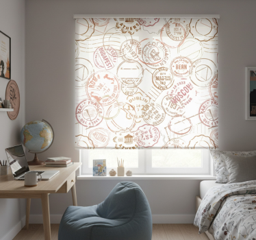 Teenage roller blind with retro stamps design - TenStickers
