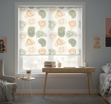 Teenage roller blind with simple neutral smiley faces - TenStickers