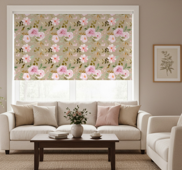 Vintage beige roses texture roller blind for living room - TenStickers
