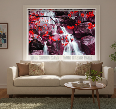 Waterfall nature spring forest roller blind for living room - TenStickers