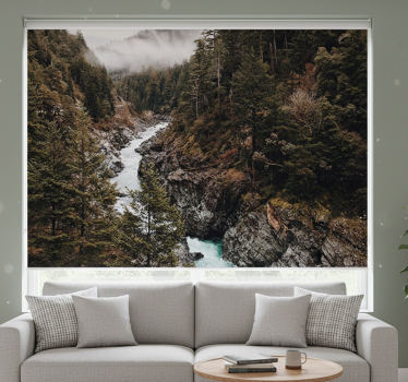 Wet fog with trees roller blind for living room - TenStickers