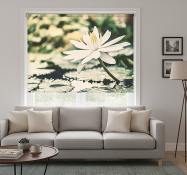 White lotus on lake roller blind for living room - TenStickers