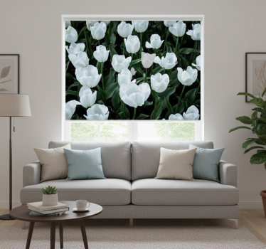 White tulips roller blind for living room - TenStickers