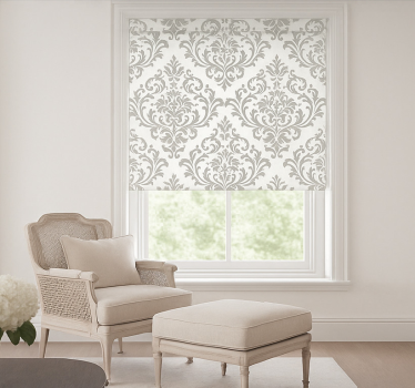 Baroque grey pattern roller blind for living room - TenStickers