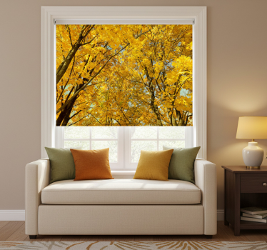 Yellow roller blind in yellow autumn leaves - TenStickers