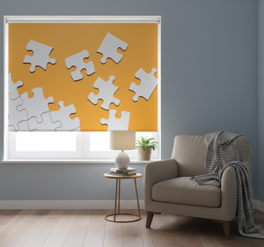 Yellow roller blind puzzle pieces wall mounted - TenStickers