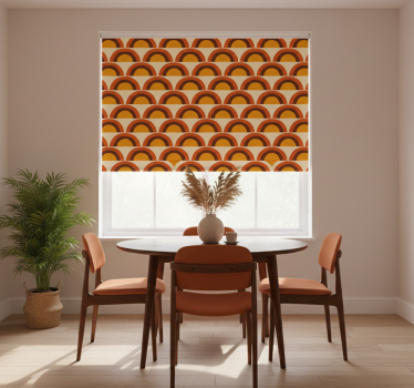 Yellow roller blind with 1970s sunset retro arches - TenStickers
