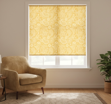 Yellow roller blind with arabic paisley pattern - TenStickers