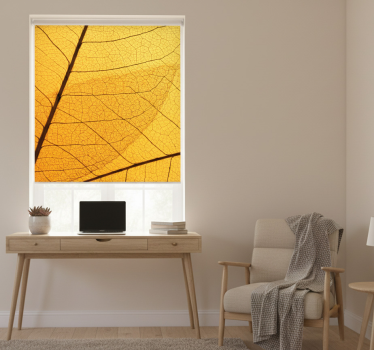 Yellow roller blind with botanical leaf design - TenStickers