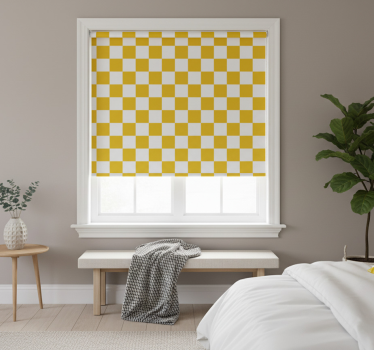 Yellow roller blind with checkered pattern - TenStickers