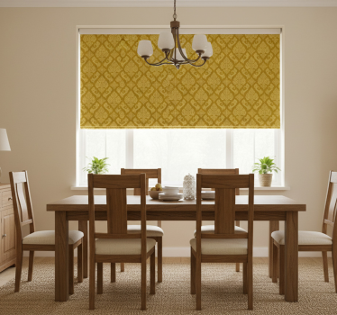 Yellow roller blind with detailed floral design - TenStickers